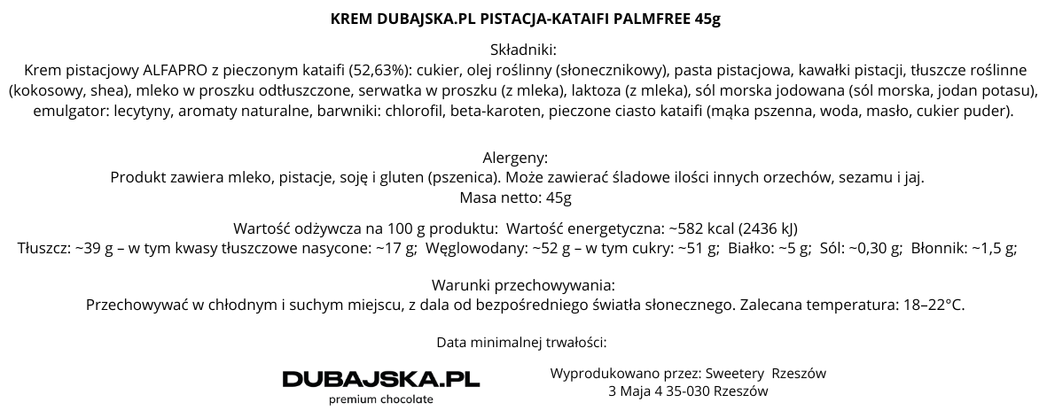 Krem Dubajska.pl Pistacja-Kataifi PalmFree 45 ml